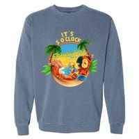It Is 5 O'clock Somewhere Parrot Drinking Summer Vacation Garment-Dyed Sweatshirt