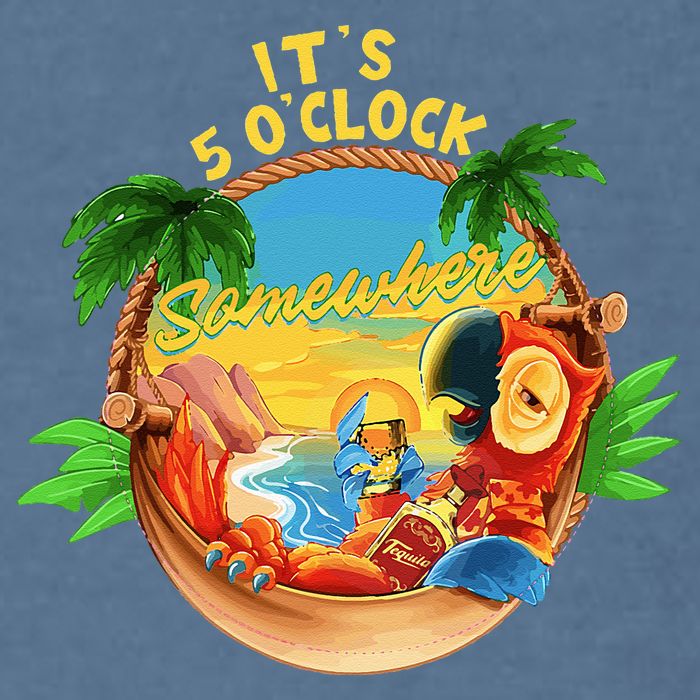 It Is 5 O'clock Somewhere Parrot Drinking Summer Vacation Garment-Dyed Sweatshirt
