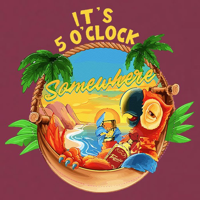 It Is 5 O'clock Somewhere Parrot Drinking Summer Vacation 16oz Travel Tumbler