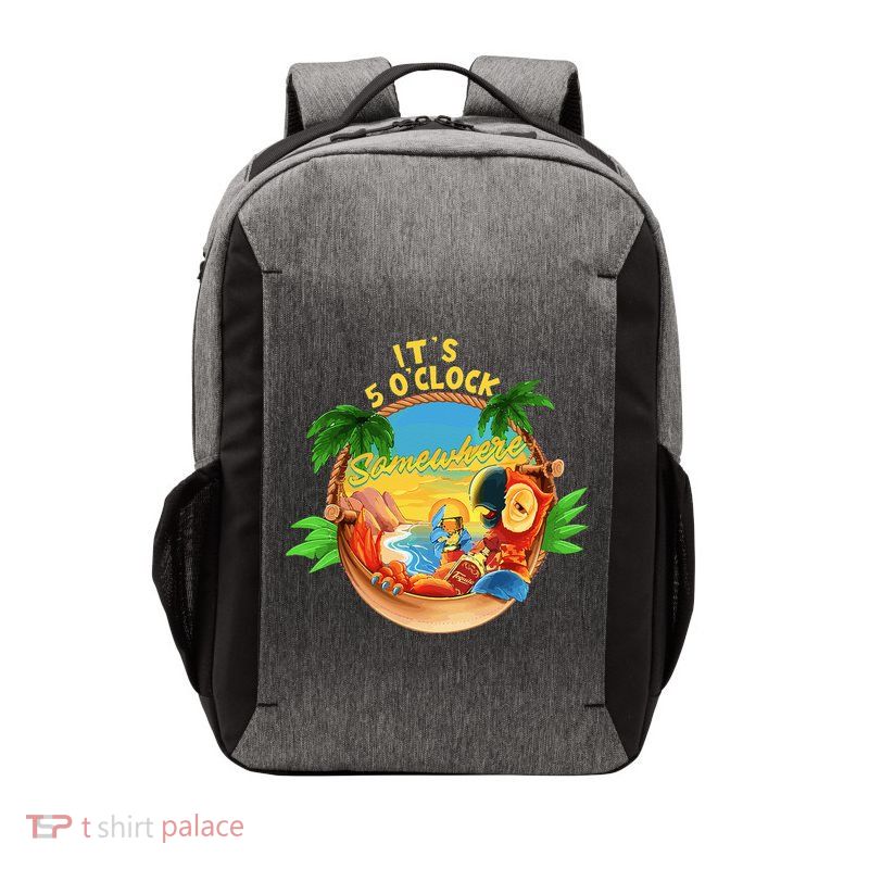 It Is 5 O'clock Somewhere Parrot Drinking Summer Vacation Vector Backpack