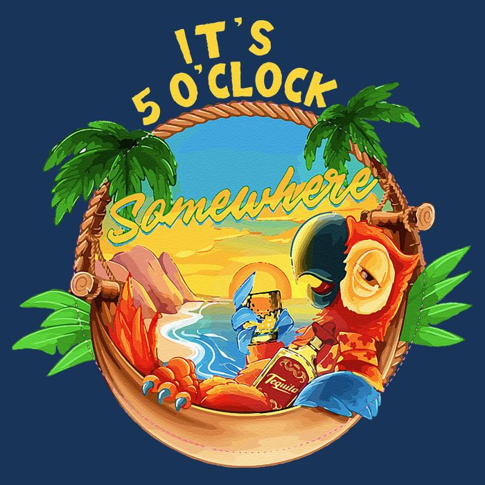 It Is 5 O'clock Somewhere Parrot Drinking Summer Vacation Infant Baby Jersey Bodysuit