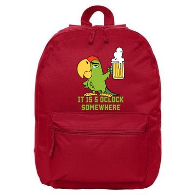 It Is 5 Oclock Somewhere Parrot Drinking 16 in Basic Backpack