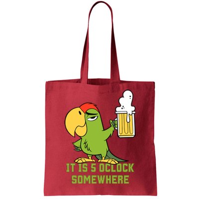 It Is 5 Oclock Somewhere Parrot Drinking Tote Bag