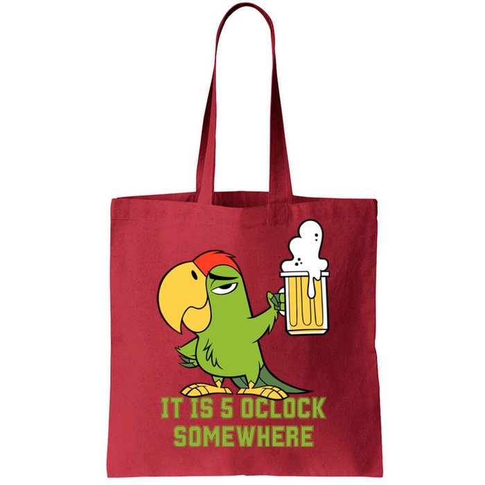 It Is 5 Oclock Somewhere Parrot Drinking Tote Bag