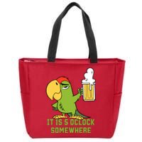 It Is 5 Oclock Somewhere Parrot Drinking Zip Tote Bag