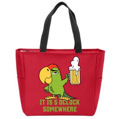 It Is 5 Oclock Somewhere Parrot Drinking Zip Tote Bag