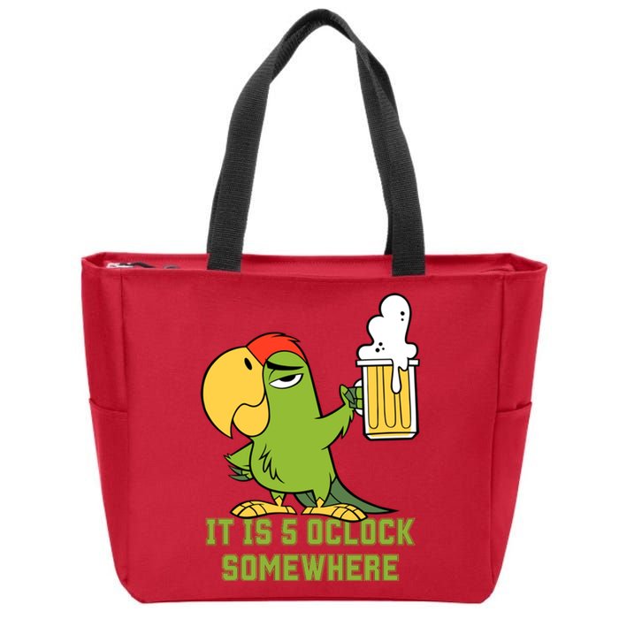 It Is 5 Oclock Somewhere Parrot Drinking Zip Tote Bag