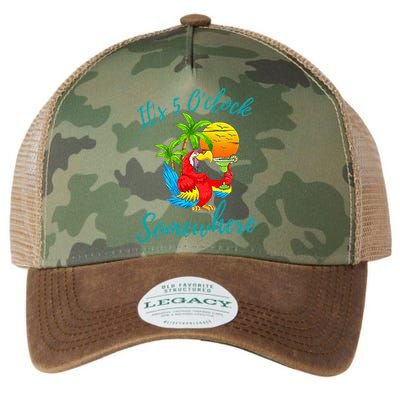 It Is 5 O'clock Somewhere Drinking Parrot Legacy Tie Dye Trucker Hat