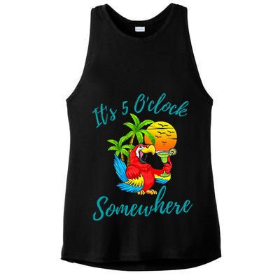 It Is 5 O'clock Somewhere Drinking Parrot Ladies PosiCharge Tri-Blend Wicking Tank