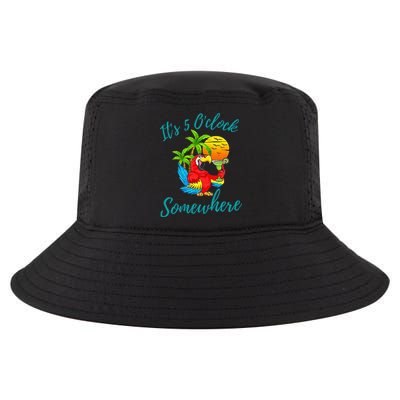 It Is 5 O'clock Somewhere Drinking Parrot Cool Comfort Performance Bucket Hat