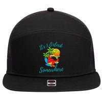 It Is 5 O'clock Somewhere Drinking Parrot 7 Panel Mesh Trucker Snapback Hat