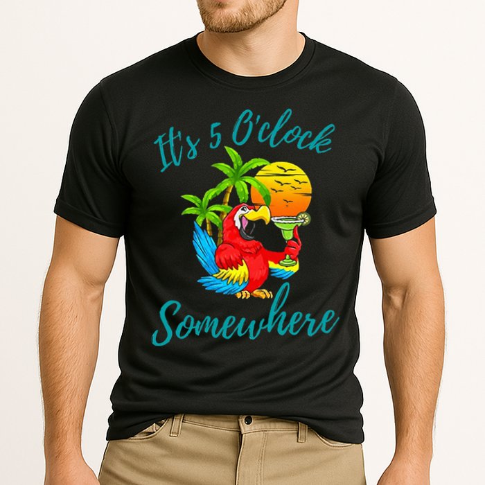 It Is 5 O'clock Somewhere Drinking Parrot Performance Shirt