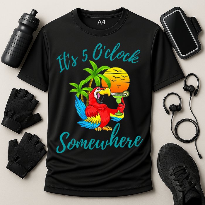 It Is 5 O'clock Somewhere Drinking Parrot Performance Shirt