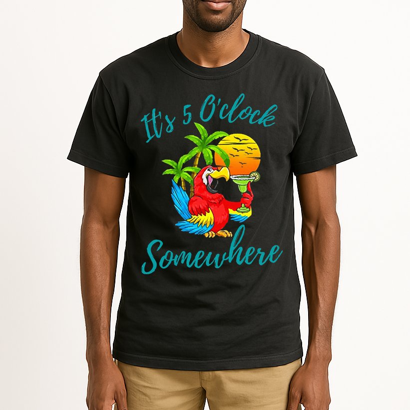 It Is 5 O'clock Somewhere Drinking Parrot Tall T-Shirt
