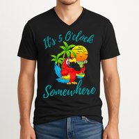 It Is 5 O'clock Somewhere Drinking Parrot V-Neck T-Shirt