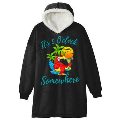 It Is 5 O'clock Somewhere Drinking Parrot Hooded Wearable Blanket