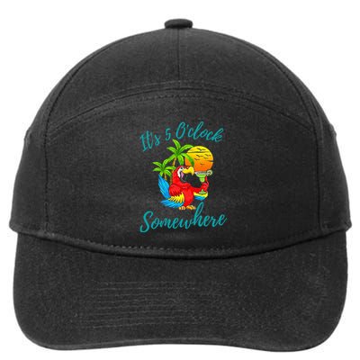 It Is 5 O'clock Somewhere Drinking Parrot 7-Panel Snapback Hat
