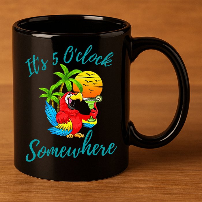 It Is 5 O'clock Somewhere Drinking Parrot 11oz C Handle Ceramic Mug