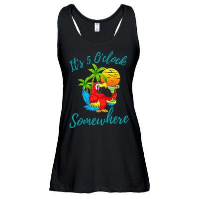 It Is 5 O'clock Somewhere Drinking Parrot Ladies Essential Flowy Tank