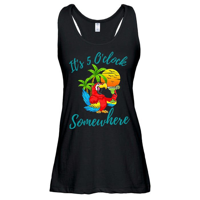 It Is 5 O'clock Somewhere Drinking Parrot Ladies Essential Flowy Tank