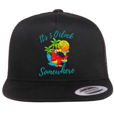 It Is 5 O'clock Somewhere Drinking Parrot Flatbill Hat