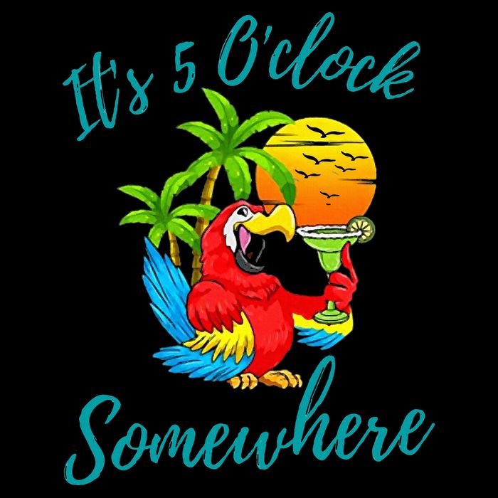 It Is 5 O'clock Somewhere Drinking Parrot Flatbill Hat