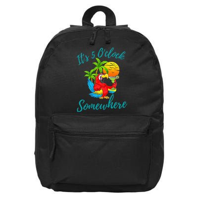It Is 5 O'clock Somewhere Drinking Parrot 16 in Basic Backpack