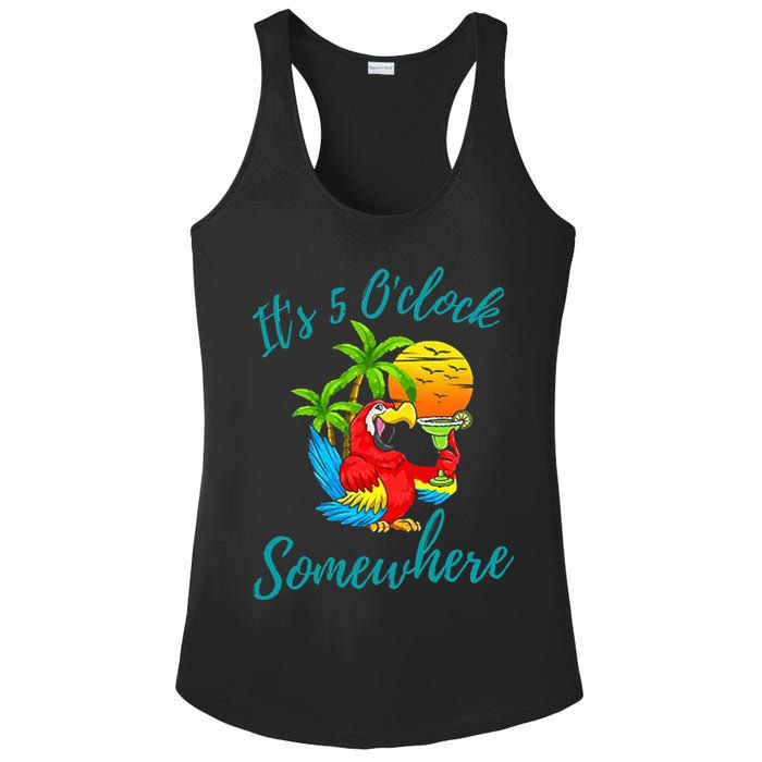 It Is 5 O'clock Somewhere Drinking Parrot Ladies PosiCharge Competitor Racerback Tank