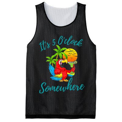 It Is 5 O'clock Somewhere Drinking Parrot Mesh Reversible Basketball Jersey Tank