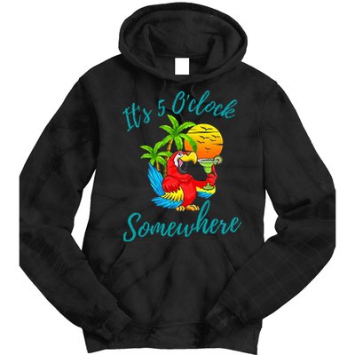 It Is 5 O'clock Somewhere Drinking Parrot Tie Dye Hoodie