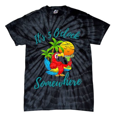 It Is 5 O'clock Somewhere Drinking Parrot Tie-Dye T-Shirt