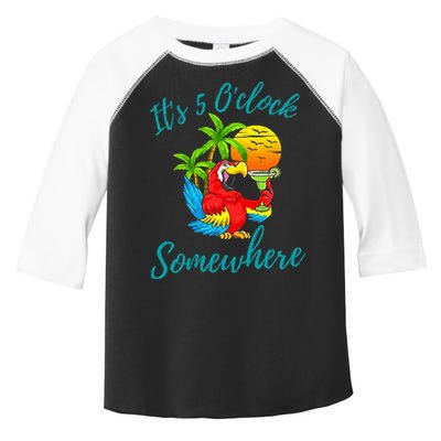 It Is 5 O'clock Somewhere Drinking Parrot Toddler Fine Jersey T-Shirt
