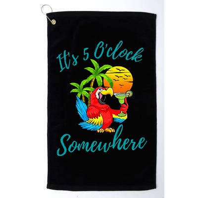 It Is 5 O'clock Somewhere Drinking Parrot Golf Towel