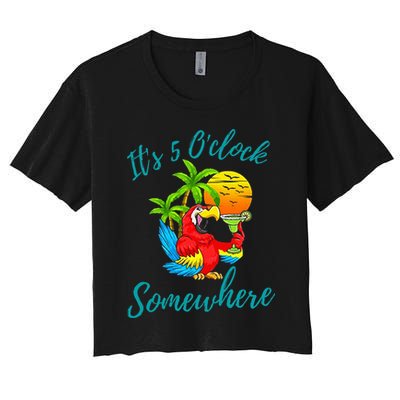 It Is 5 O'clock Somewhere Drinking Parrot Crop Top