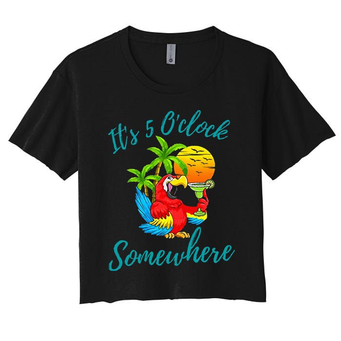 It Is 5 O'clock Somewhere Drinking Parrot Crop Top