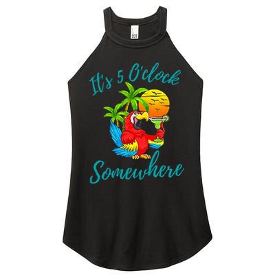 It Is 5 O'clock Somewhere Drinking Parrot Women's Perfect Tri Rocker Tank
