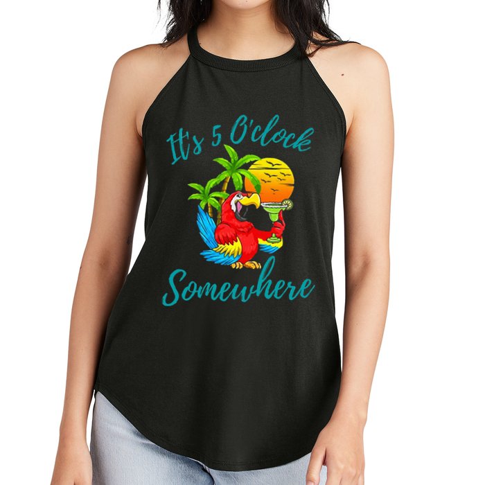 It Is 5 O'clock Somewhere Drinking Parrot Women's Perfect Tri Rocker Tank