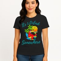 It Is 5 O'clock Somewhere Drinking Parrot Womens T-Shirt