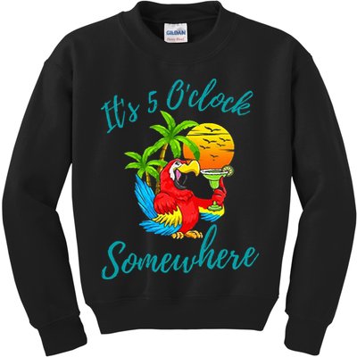 It Is 5 O'clock Somewhere Drinking Parrot Kids Sweatshirt