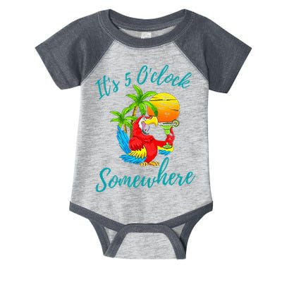 It Is 5 O'clock Somewhere Drinking Parrot Infant Baby Jersey Bodysuit