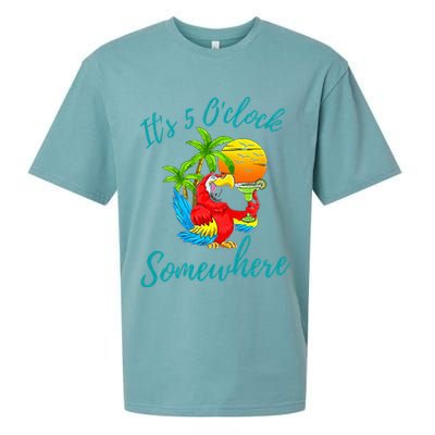 It Is 5 O'clock Somewhere Drinking Parrot Sueded Cloud Jersey T-Shirt