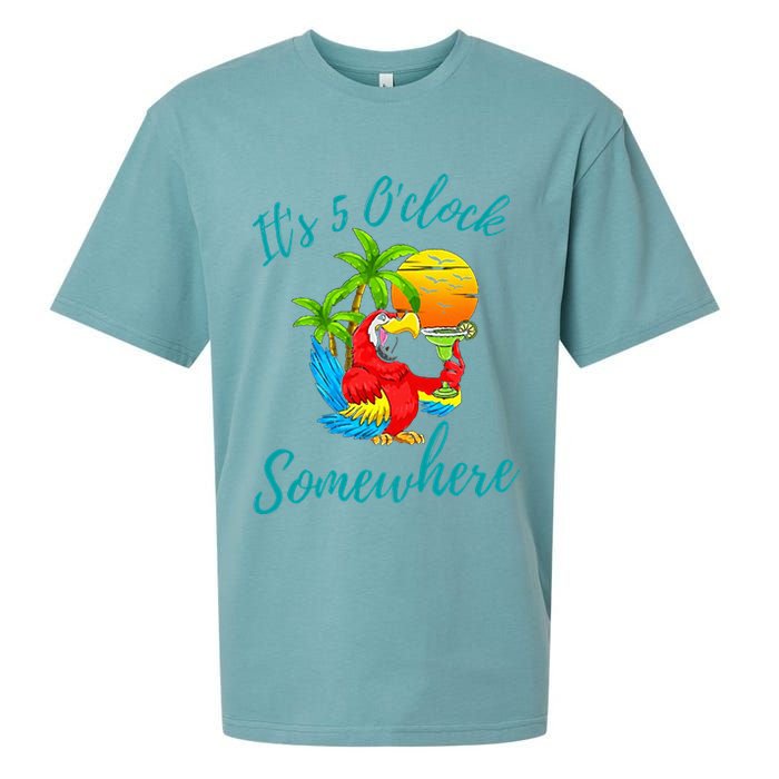 It Is 5 O'clock Somewhere Drinking Parrot Sueded Cloud Jersey T-Shirt