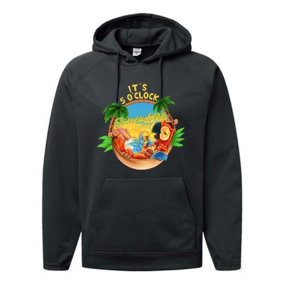 It Is 5 Oclock Somewhere Parrot Drinking Summer Vacation Performance Fleece Hoodie