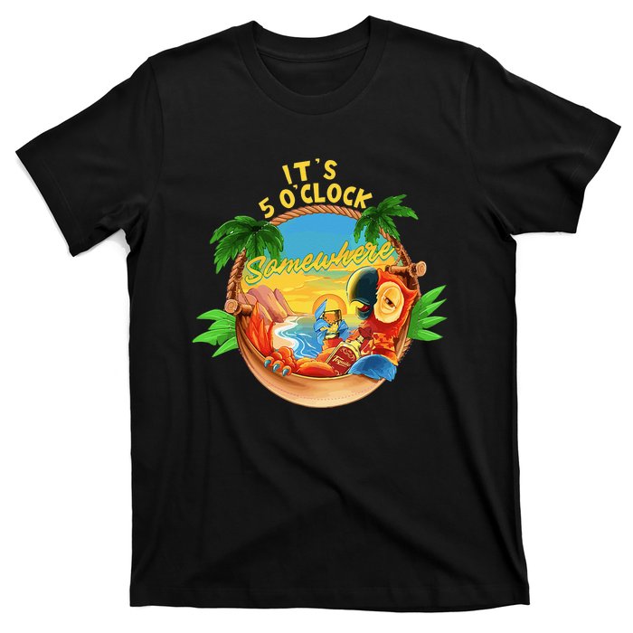 It Is 5 Oclock Somewhere Parrot Drinking Summer Vacation T-Shirt