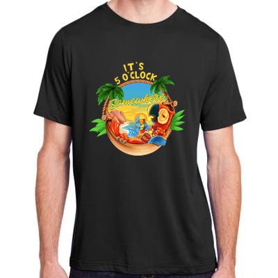 It Is 5 Oclock Somewhere Parrot Drinking Summer Vacation Adult ChromaSoft Performance T-Shirt