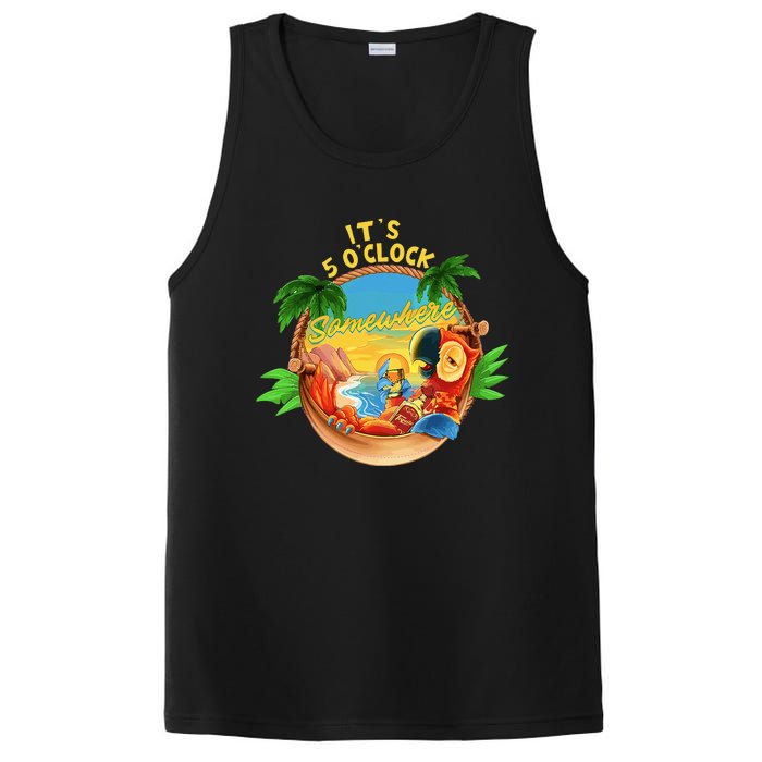 It Is 5 Oclock Somewhere Parrot Drinking Summer Vacation PosiCharge Competitor Tank