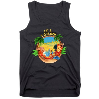 It Is 5 Oclock Somewhere Parrot Drinking Summer Vacation Tank Top