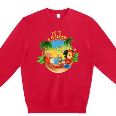 It Is 5 Oclock Somewhere Parrot Drinking Summer Vacation Premium Crewneck Sweatshirt