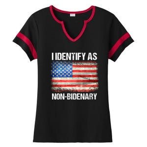 I Identify As NonBidenary Shirt Funny Anti Biden Ladies Halftime Notch Neck Tee