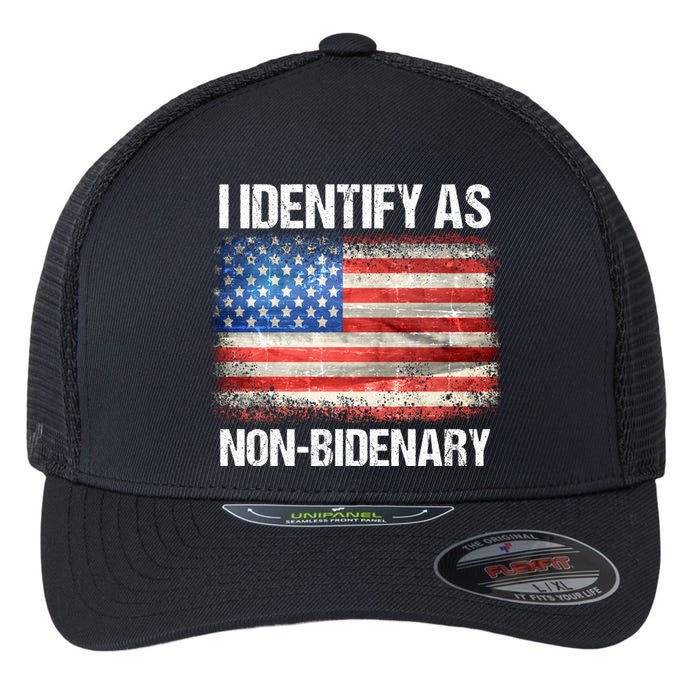 I Identify As NonBidenary Shirt Funny Anti Biden Flexfit Unipanel Trucker Cap